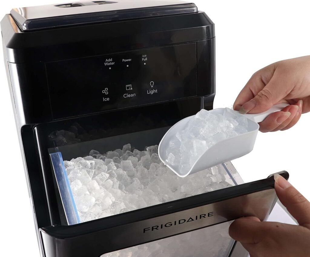 Frigidaire EFIC235-AMZ Countertop Crunchy Chewable Nugget Ice Maker, 44lbs per day, Self Cleaning Function