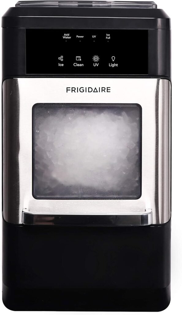 Frigidaire EFIC235-AMZ Countertop Crunchy Chewable Nugget Ice Maker, 44lbs per day, Self Cleaning Function