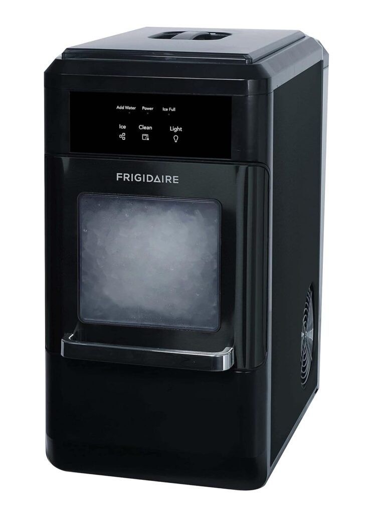 Frigidaire EFIC237 Countertop Crunchy Chewable Nugget Ice Maker, 44lbs per day, Auto Self Cleaning, Black Stainless