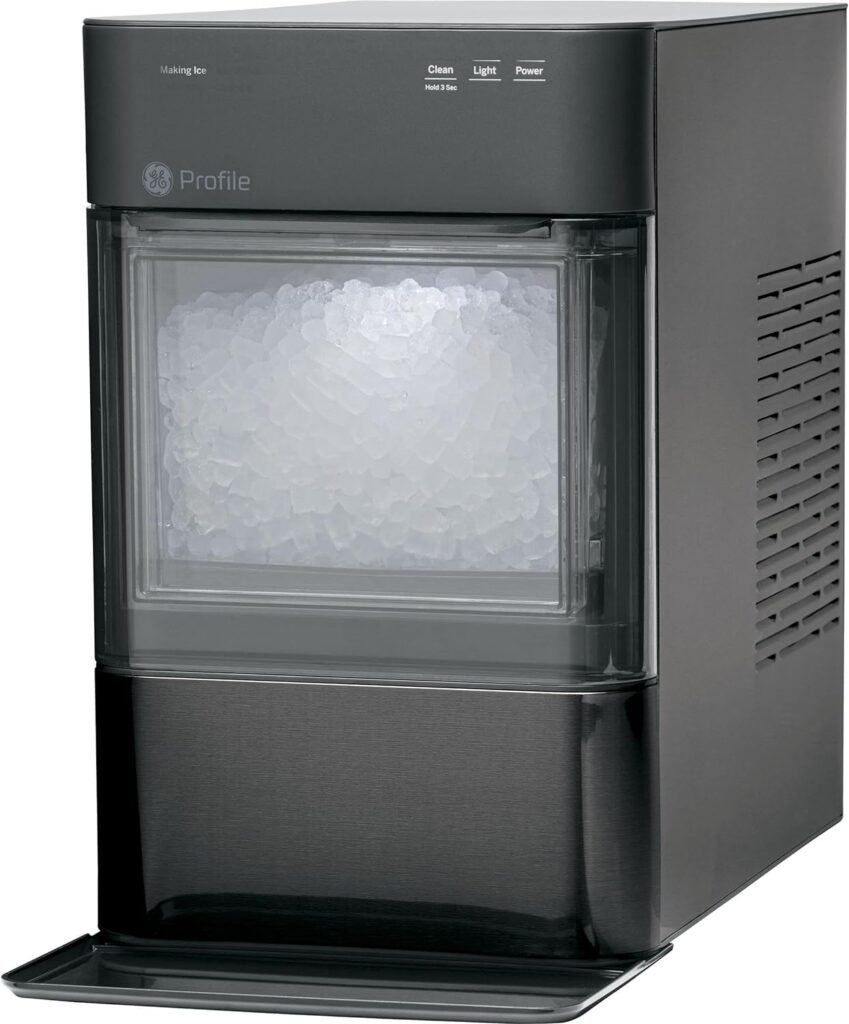 GE Profile Opal 2.0, Chewable Crunchable Countertop Nugget Ice Maker, Scoop included, 38 lbs in 24 hours, Pellet Ice Machine with WiFi  Smart Connected, Black Stainless Steel