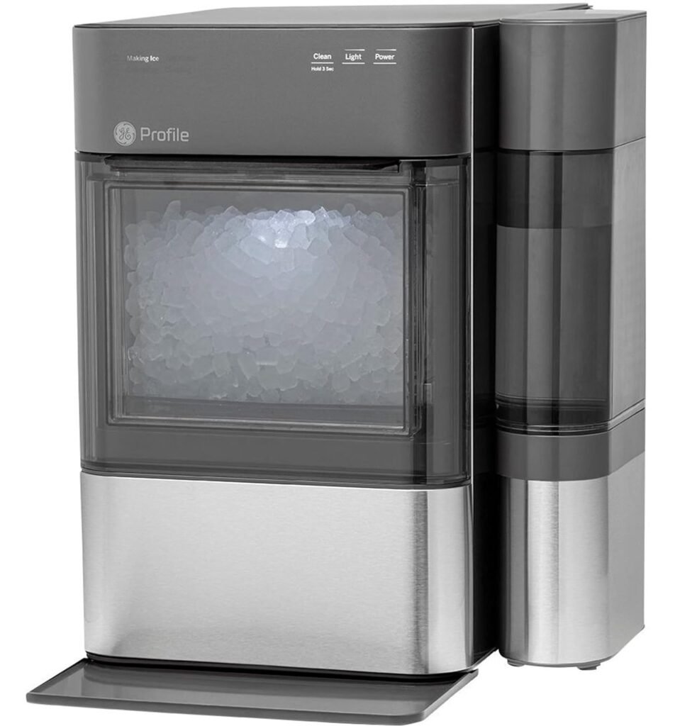 GE Profile Opal 2.0 with 0.75 Gallon Tank, Chewable Crunchable Countertop Nugget Ice Maker, Scoop included, 38 lbs in 24 hours, Pellet Ice Machine with WiFi  Smart Connected, Black Stainless Steel