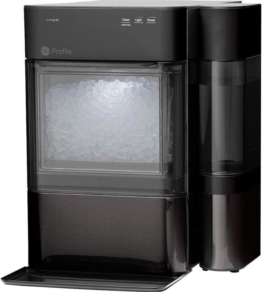 GE Profile Opal 2.0 with 0.75 Gallon Tank, Chewable Crunchable Countertop Nugget Ice Maker, Scoop included, 38 lbs in 24 hours, Pellet Ice Machine with WiFi  Smart Connected, Black Stainless Steel