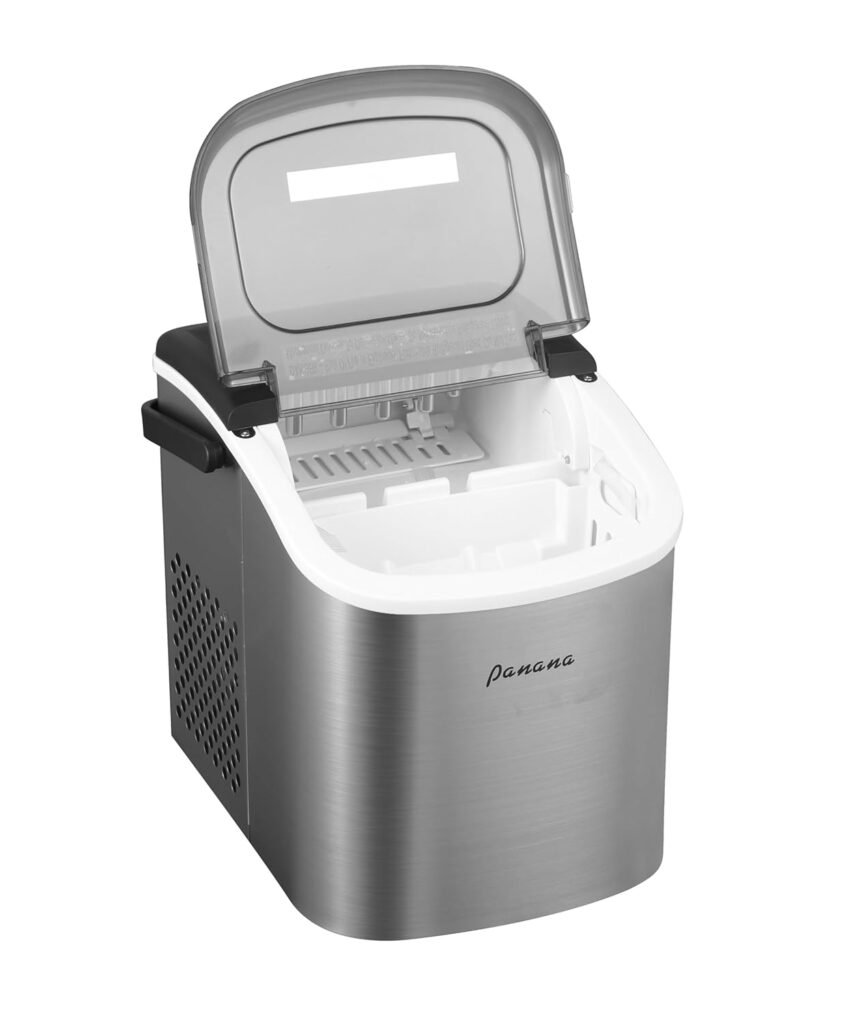 Panana Countertop Ice Makers,Automatic Clean,Portable Ice Maker 9 Bullet Ice Ready in 7-12min,26.5lbs/24H,for Home/Kitchen/Office/Party,Black